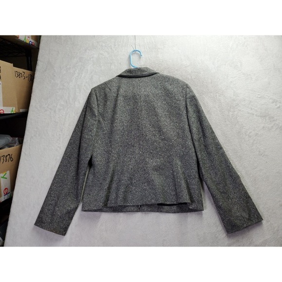 Ann Taylor Jacket Womens Size 10 Gray Wool Long Sleeve Pockets Collared Full Zip - Picture 2 of 10